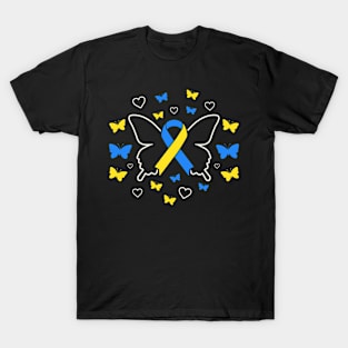 Down Syndrome Support Awareness Butterfly T-Shirt